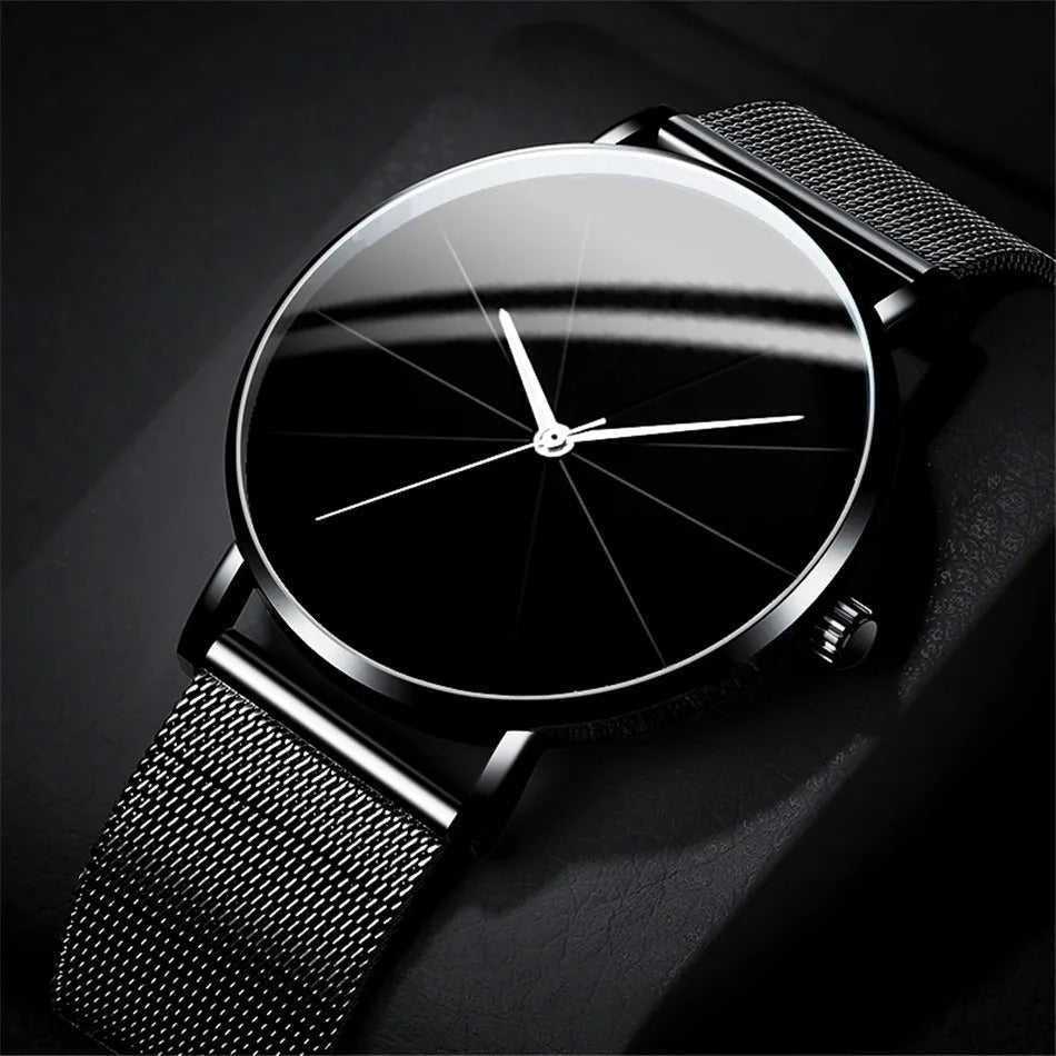 Luxury Mens Watch with Brown Genuine Leather Band