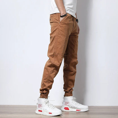 Men's Classic Cargo Jogger Pants with Zip Pockets