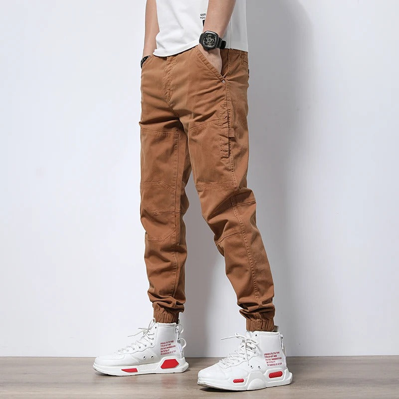 Men's Classic Cargo Jogger Pants with Zip Pockets