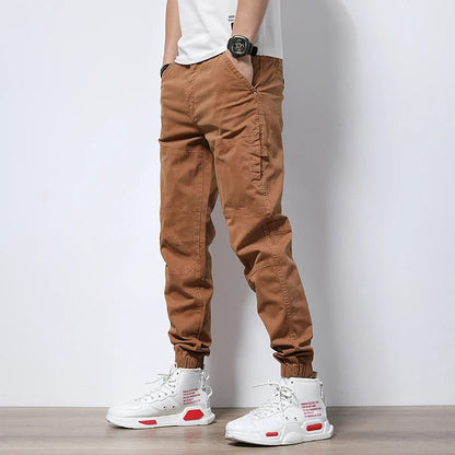 Men's Classic Cargo Jogger Pants with Zip Pockets