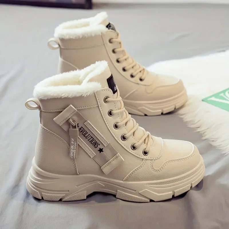 Warm Waterproof Women's Snow Boots with Fleece Lining