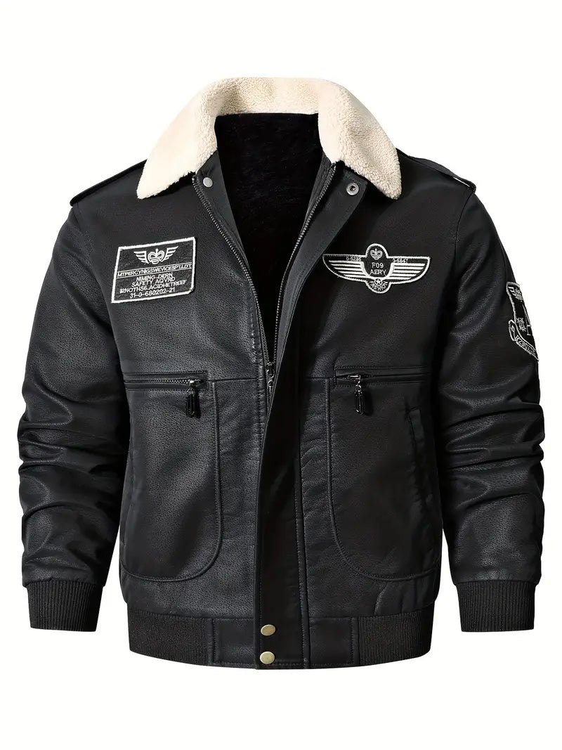 Vintage Style Synthetic Leather Men's Jacket