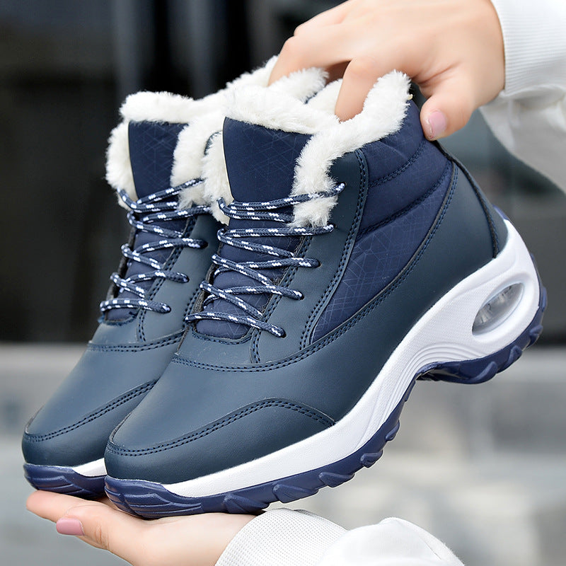 Women Air Cushion Sneakers Boots Warm Fur-Lining Booties