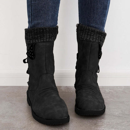 Waterproof Suede Block Heel Ankle Boots Side Zipper Booties