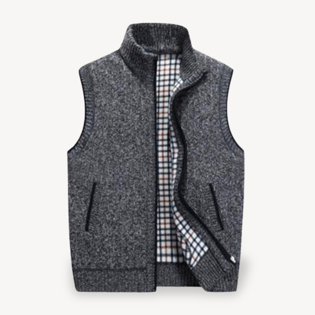 Warm Plaid Lined Men's Vest