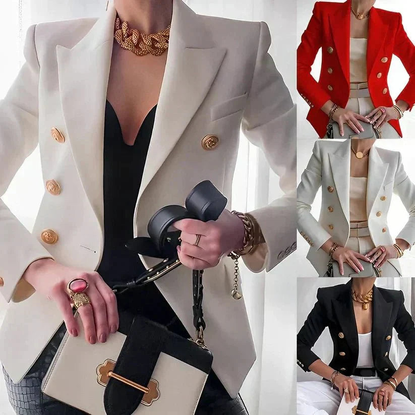 Classic Fit Ladies Double Button Blazer - OutfitLondon