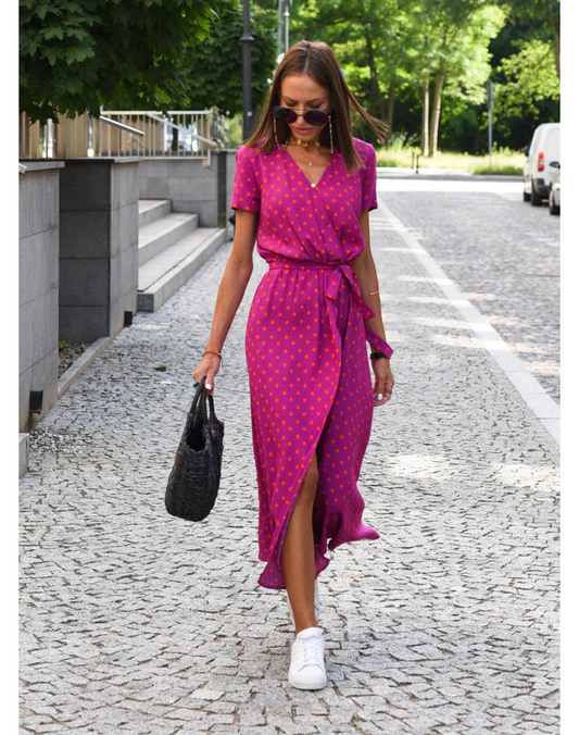 Lightweight Summer Dress with Colorful Floral Pattern - OutfitLondon