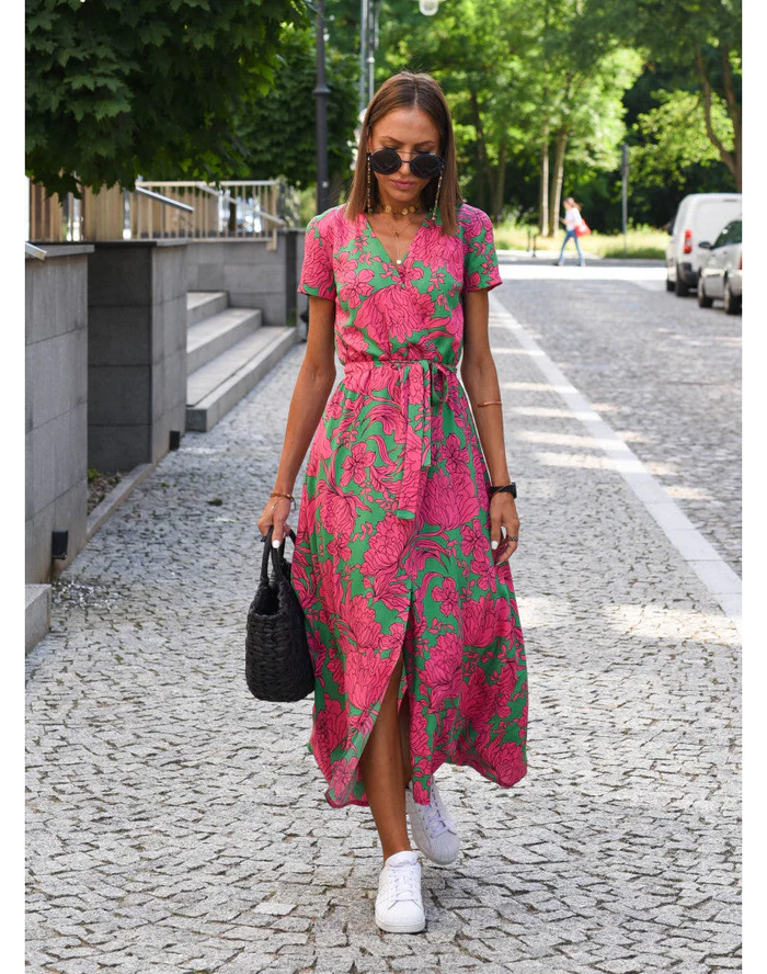 Lightweight Summer Dress with Colorful Floral Pattern