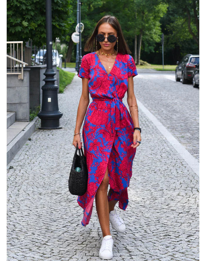 Lightweight Summer Dress with Colorful Floral Pattern