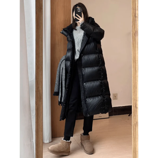 Cozy Ladies Black Puffer Jacket with Hood - OutfitLondon