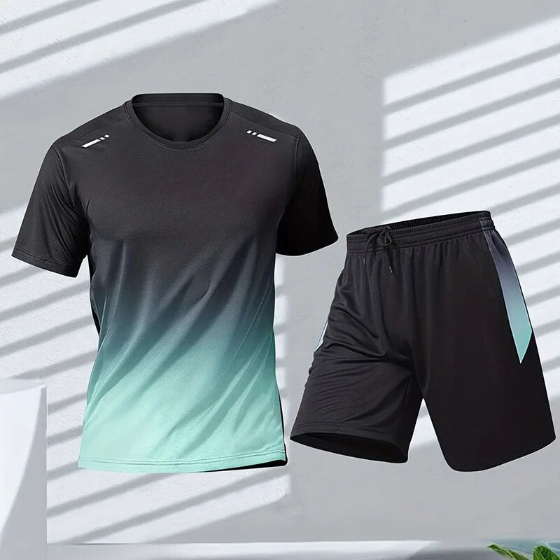 Mens Athletic Wear Set - Bold Gradient Fitness Clothing
