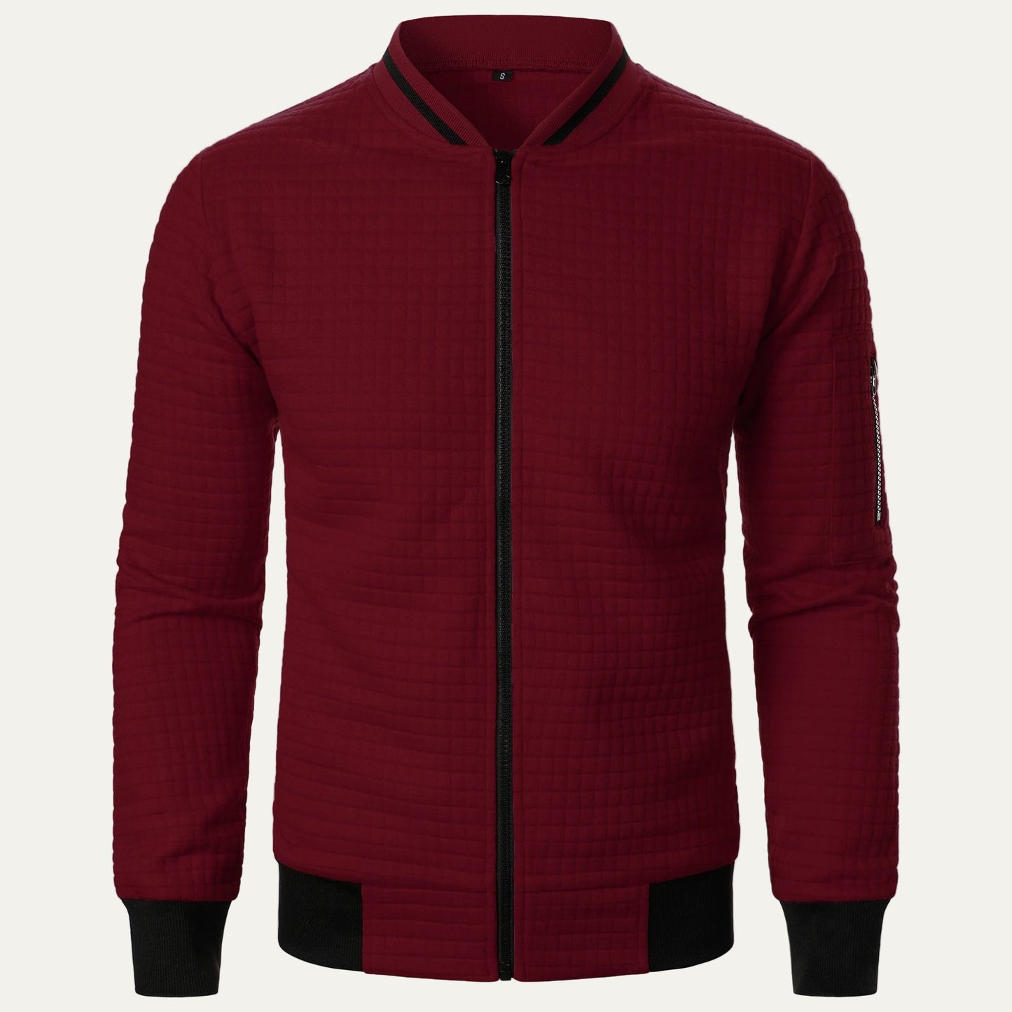 Men's Padded Grid Bomber Jacket