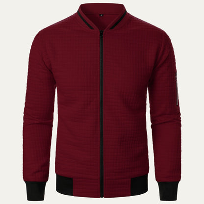 Men's Padded Grid Bomber Jacket