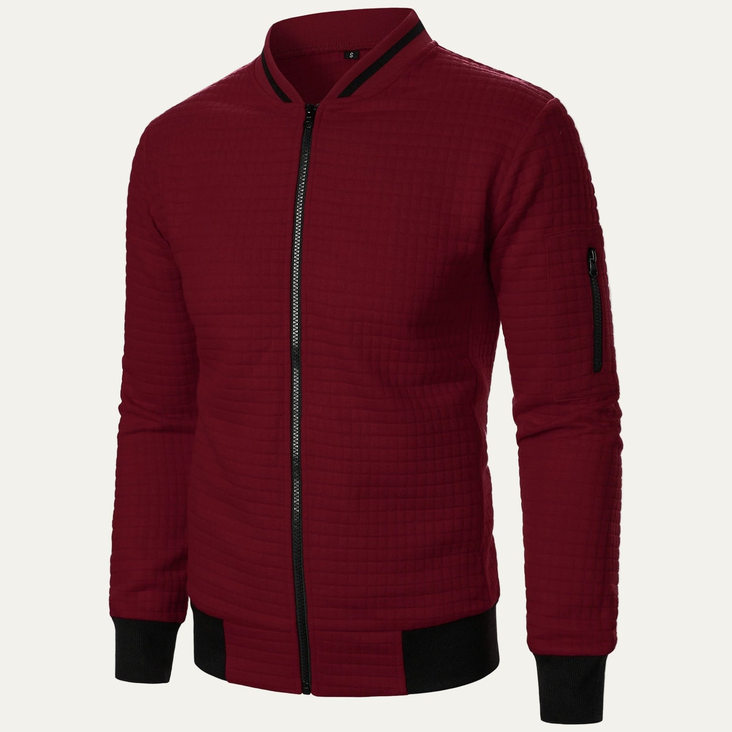 Men's Padded Grid Bomber Jacket