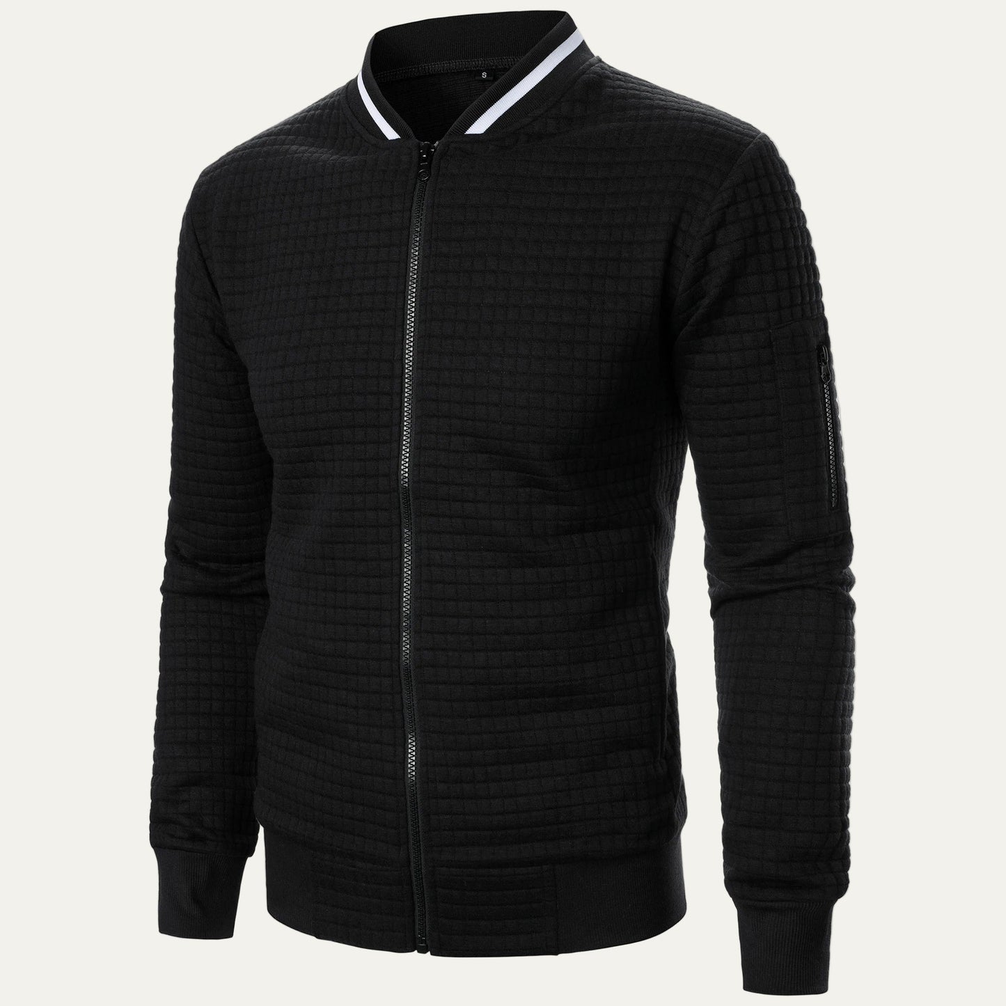 Men's Padded Grid Bomber Jacket