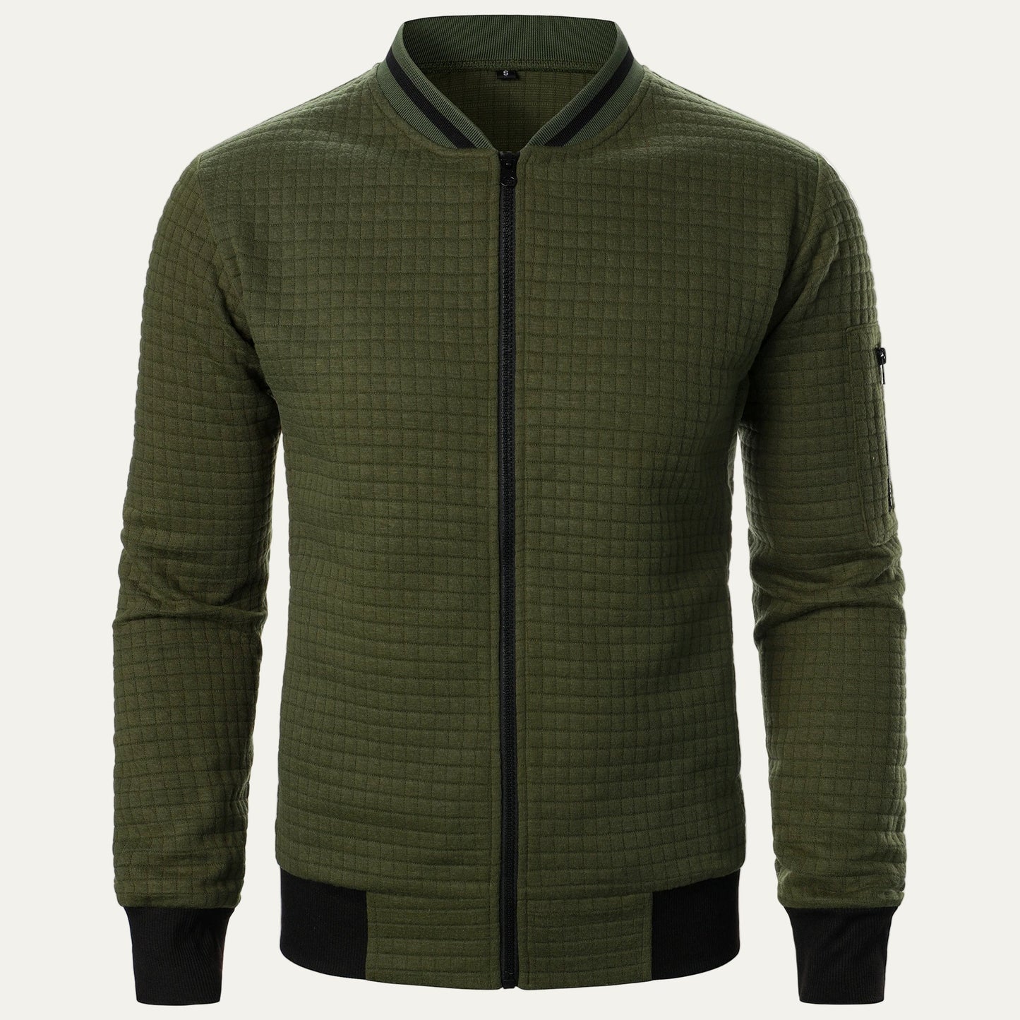 Men's Padded Grid Bomber Jacket