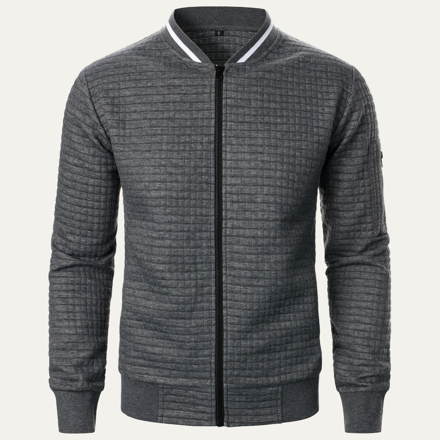 Men's Padded Grid Bomber Jacket