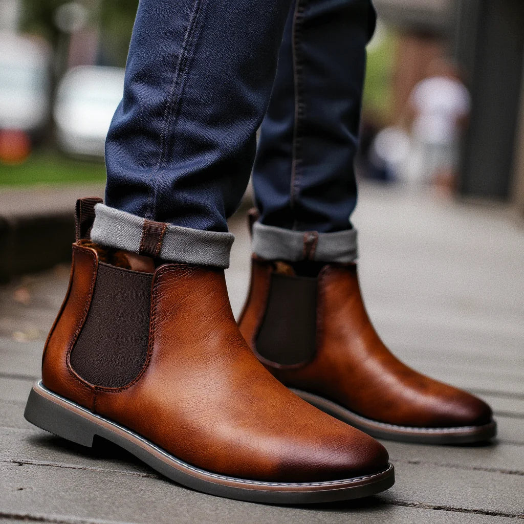 Traditional Men's Genuine Leather Chelsea Boots