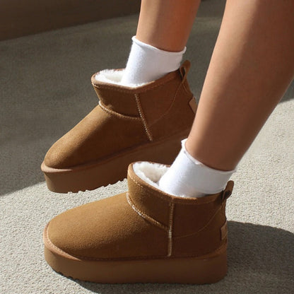 Warm Waterproof Suede Ankle Boots for Winter