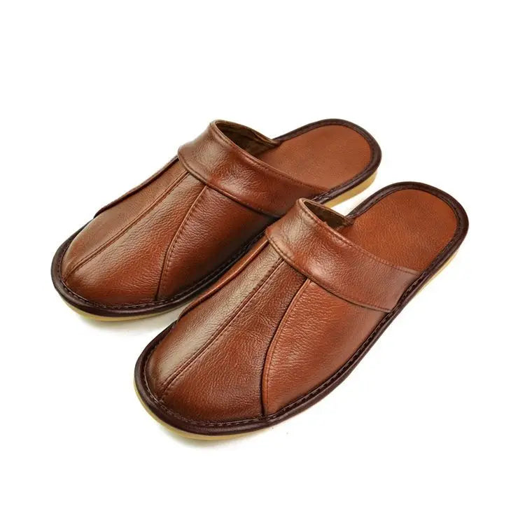Comfortable Mens Slip On Leather House Slippers