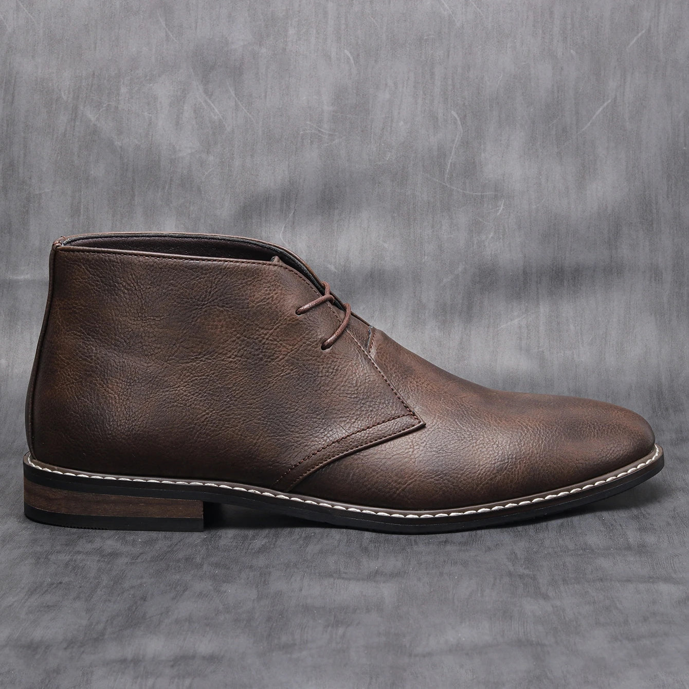 Trendy Men's Leather Ankle Boots Lace Up Style