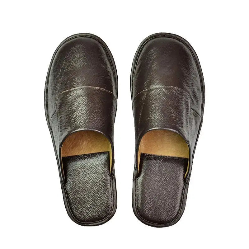 Comfortable Mens Slip On Leather House Slippers