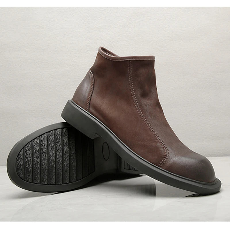 Rugged Mens Leather Daily Ankle Boots