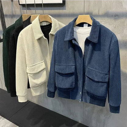 Rugged Mens Cotton Bomber Jacket with Pocket Details