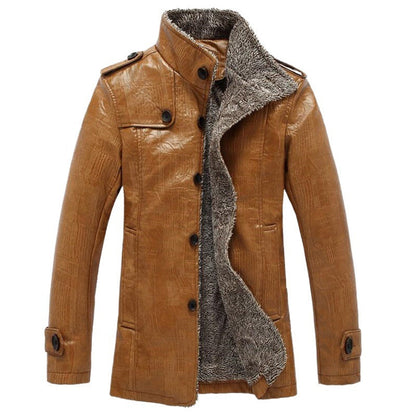 Luxury Fleece Lined Leather Coat - OutfitLondon