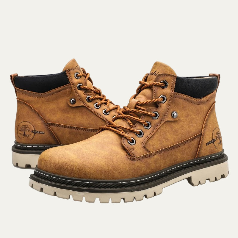 Tough Leather Lace Up Ankle Boots for Men