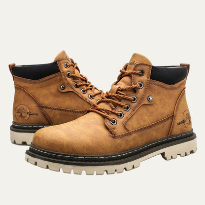 Tough Leather Lace Up Ankle Boots for Men