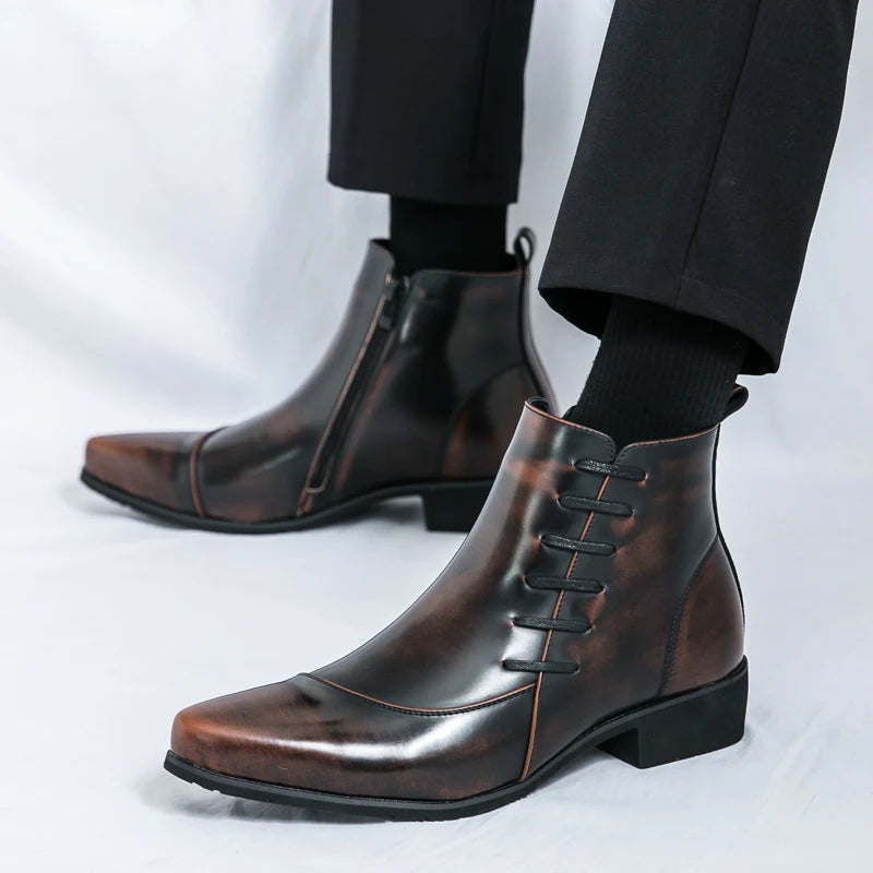 Stylish Men's Black Leather Ankle Chelsea Boots