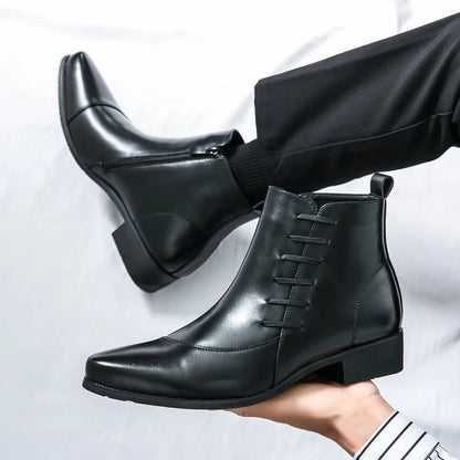 Stylish Men's Black Leather Ankle Chelsea Boots