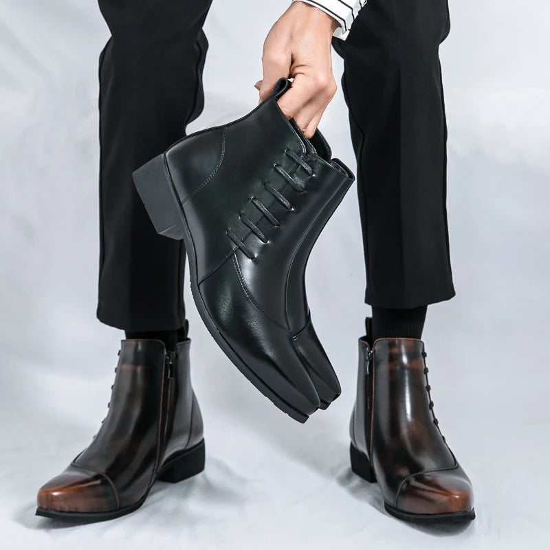 Stylish Men's Black Leather Ankle Chelsea Boots