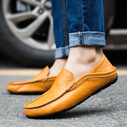 Comfortable Genuine Leather Slip On Shoes - OutfitLondon