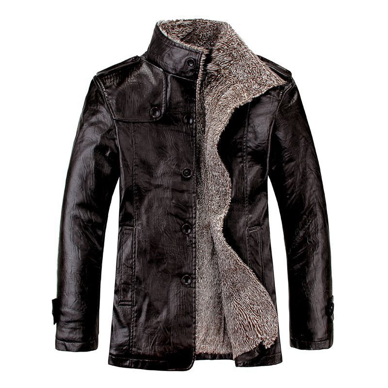 Luxury Fleece Lined Leather Coat