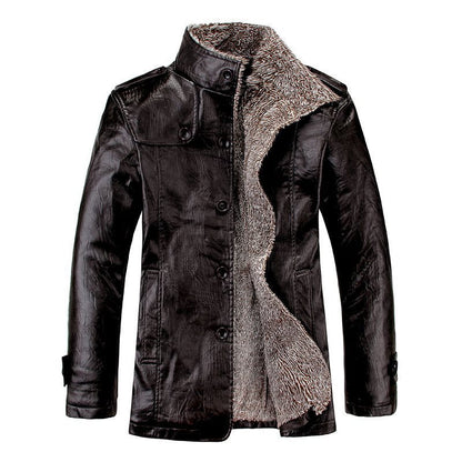 Luxury Fleece Lined Leather Coat