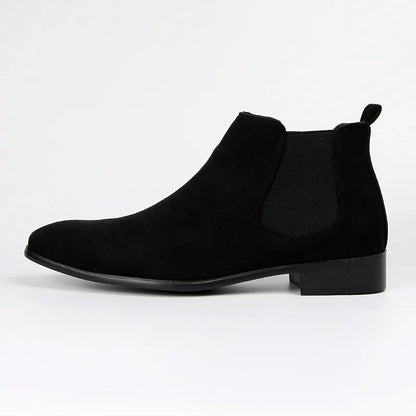 Men's Simple Black Leather Ankle Boots