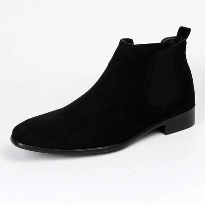 Men's Simple Black Leather Ankle Boots