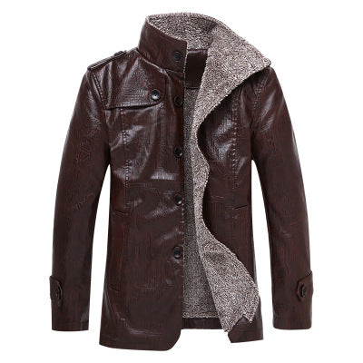 Luxury Fleece Lined Leather Coat