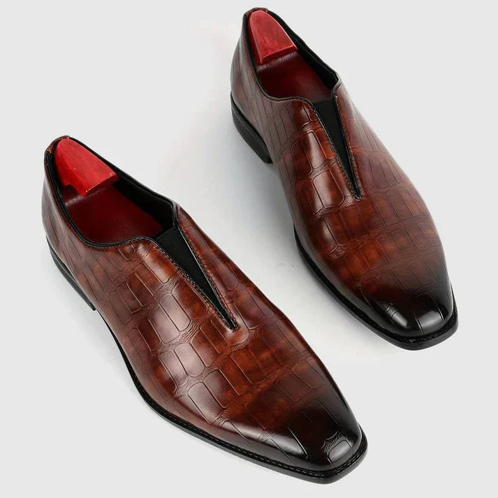 Men's Leather Slip On Dress Shoes - OutfitLondon