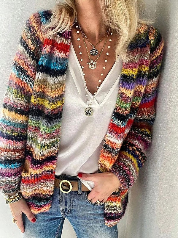 Soft Ladies Large Knitted Open Front Cardigan - OutfitLondon