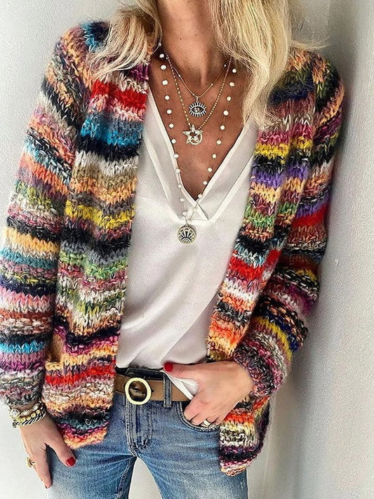 Soft Ladies Large Knitted Open Front Cardigan - OutfitLondon