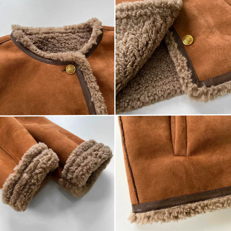 Warm Cropped Women's Fleece Bomber Jacket