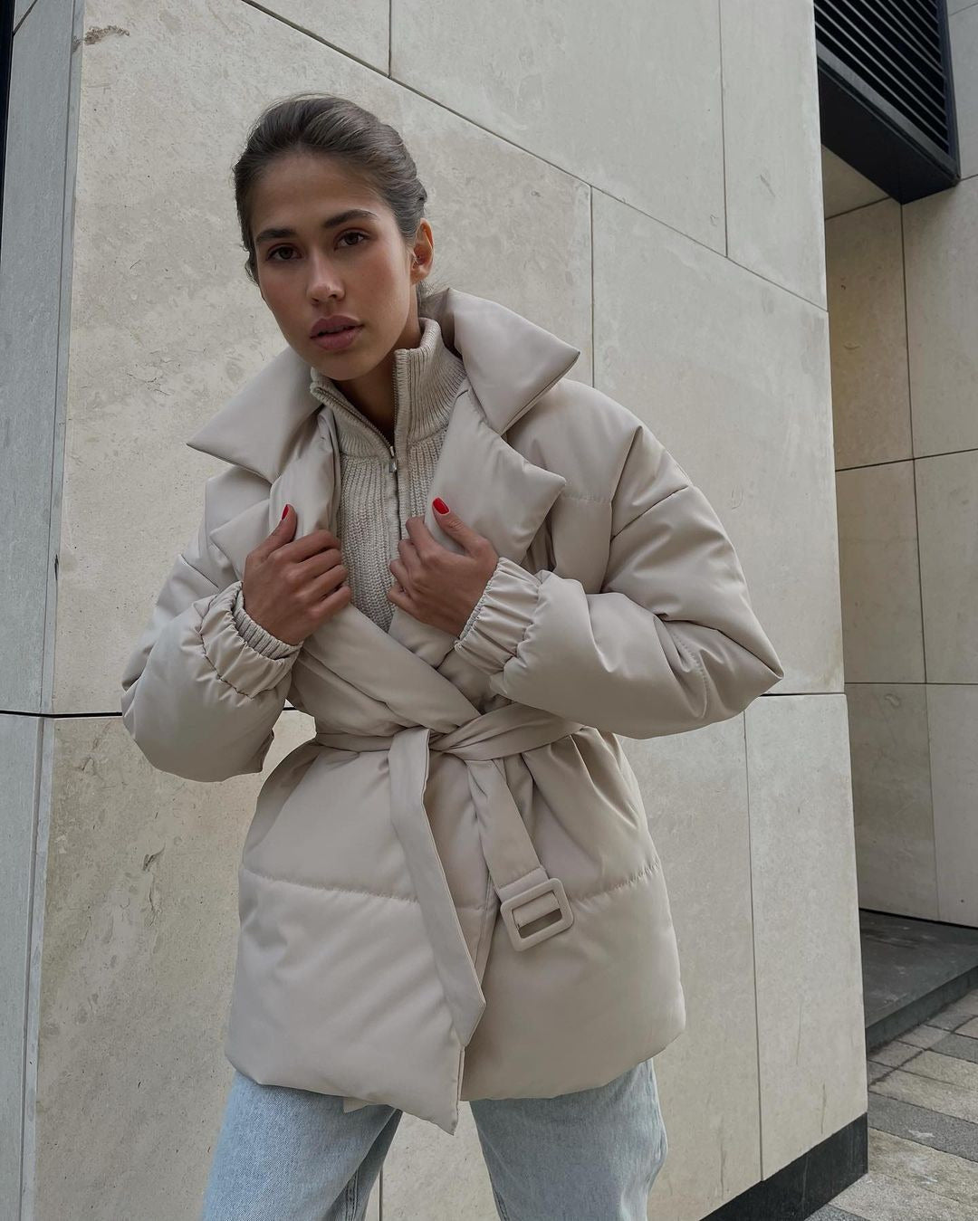 Women's Slim Wool Blend Long Lapel Overcoat