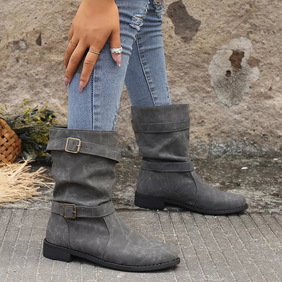 Soft Synthetic Leather Ankle Boots for Women
