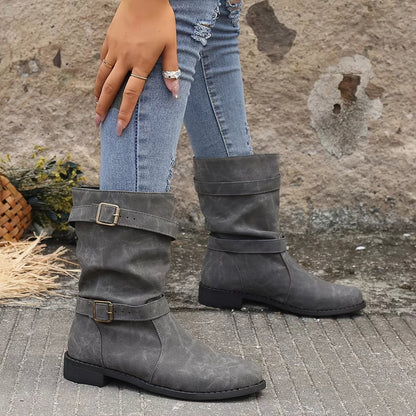 Soft Synthetic Leather Ankle Boots for Women