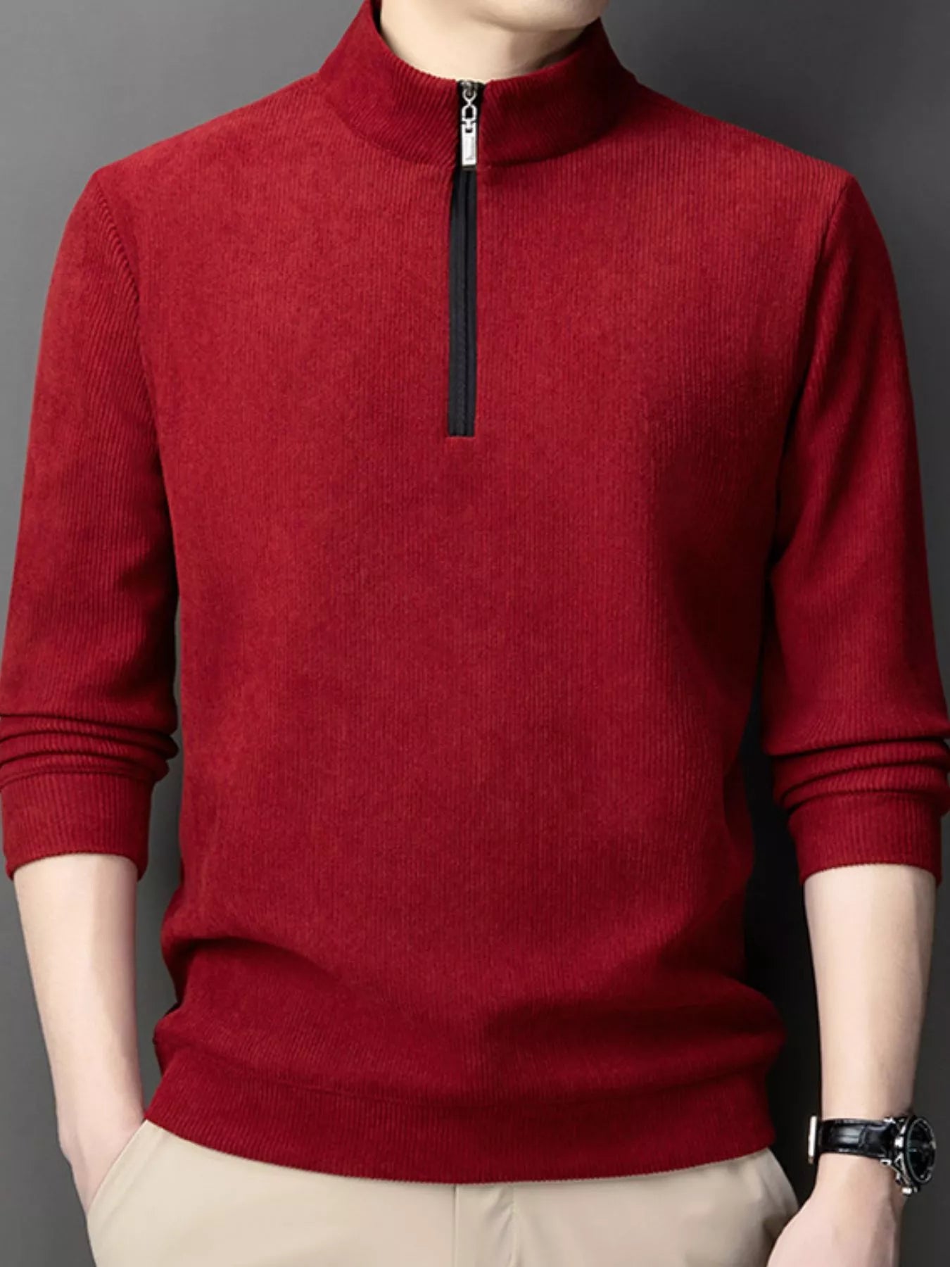 Large Size Corduroy Zip Up Jacket