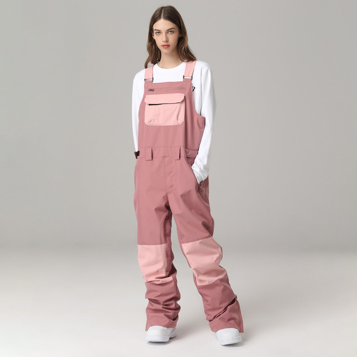 Unisex Windproof Contrast Color Ski Bib Pants