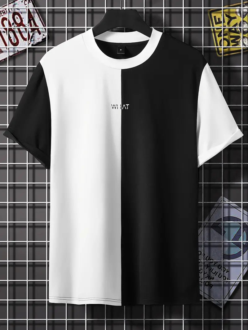Fashionable Color Block Short Sleeve Tee Shirt